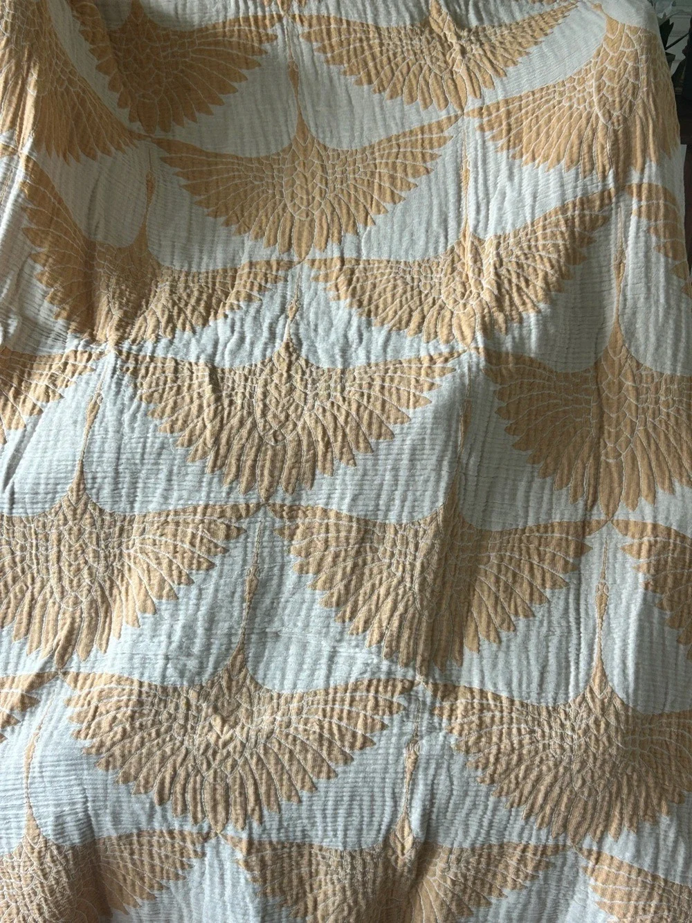 Woven + Quilted Cotton Throw Blanket Indoor Outdoor 55 x 77 Yellow Orange NEW